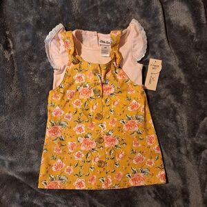 Little Lass Pink and Yellow Floral Blouse